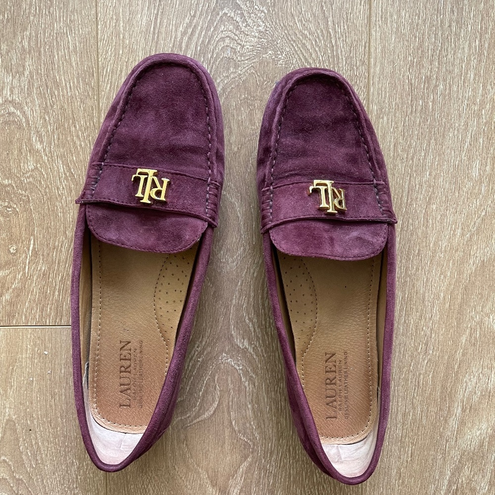 Lauren by Ralph Lauren Flat Suede Loafers in Eggplant